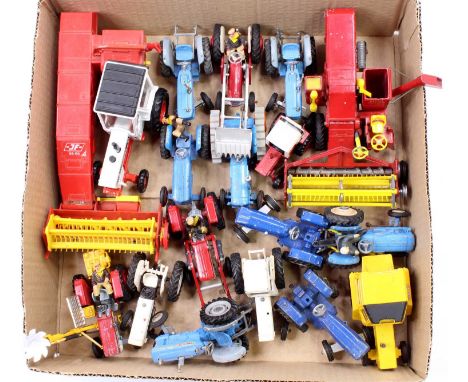 Collection of Corgi, Dinky and similar model tractor diecast models to include Corgi David Brown 1412 with Combine Harvester 