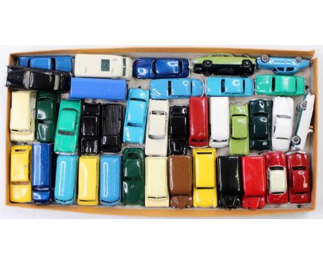 A tray of repainted Matchbox Lesney 1-75's, examples include a No. 47 Trojan Van, No. 66 Citroen DS, and others