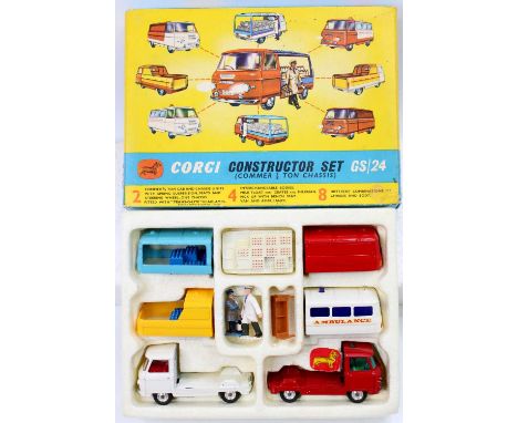 Corgi Toys Constructor gift set 24, comprising of various components housed in the original polystyrene tray with constructio