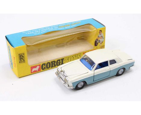 Corgi Toys No. 273 Rolls Royce Silver Shadow comprising off-white and mid blue body with blue interior, and detailed cast 'Go