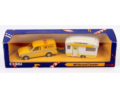 A Corgi Toys No C14 AA van and caravan gift set housed in the original window display packaging