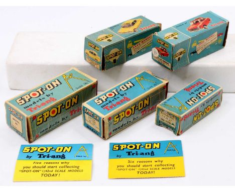 A collection of Spot-On Triang empty diecast model boxes, the majority of examples with end flaps missing, to include No. 157