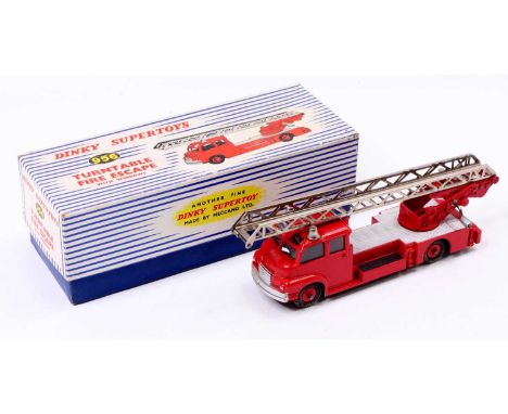 Dinky Toys, 956, Turntable Fire Escape Engine, comprising red body with red plastic hubs, with original box, packing piece an