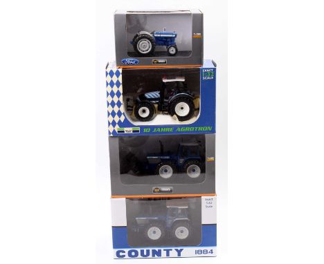 Universal Hobbies 1/32nd scale boxed tractor group, 4 examples to include UH2808 Ford 5000 1964-68, a UH4294 County 1884 with