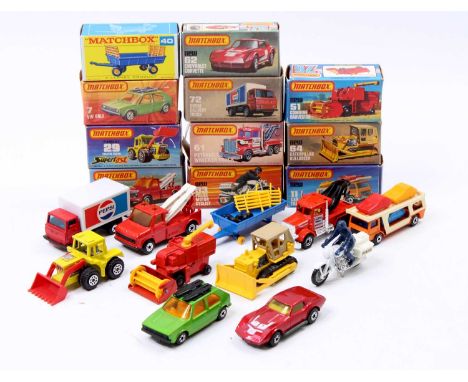 Matchbox Lesney Superfast boxed model group of 11, with examples including No. 7 VW Golf, No. 33 Police Motor Cyclist, No. 61