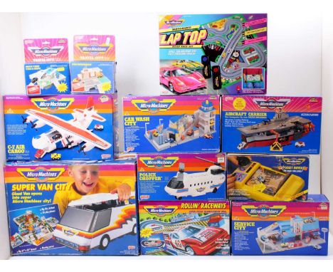 Collection of Micro Machines by Galoob Boxed Sets to include No.7449 Super Van City, 6148 C-7 Air Cargo, 16576 Zap Top Road R
