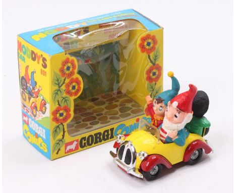 Corgi Toys No. 801 Noddy's car comprising of yellow and red car with silver hubs and Noddy and Big Ears figures, black-faced 