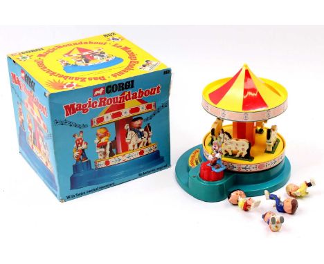 Corgi Toys No. 852 The Magic Roundabout musical carousel, finished in blue, yellow and red, appears complete with five correc