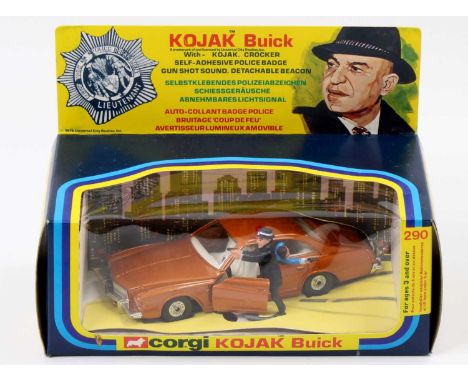 A Corgi Toys No. 290 Kojak's Buick comprising of metallic copper, Buick with white interior and two figures, appears as issue