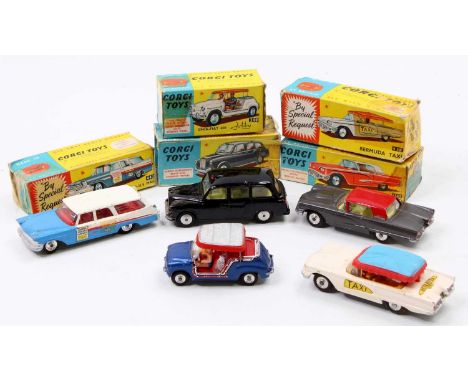 Corgi Toys boxed model group of 5 comprising No. 240 Fiat 600 Jolly, No. 430 Bermuda Taxi, No. 214 Ford Thunderbird, No. 443 