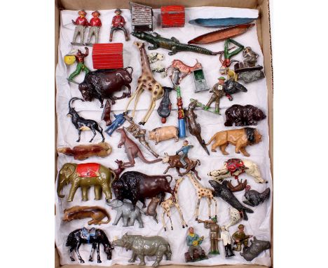 A collection of Britains, Taylor &amp; Barrett, Johillco, and similar hollow cast lead figures, with examples including a Tay