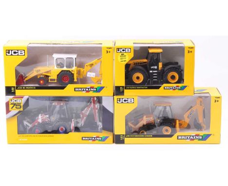 Britains JCB Tractor and Construction Vehicle group, 4 examples, all 1/32nd scale to include No.42762A JCB Fastrac 3230 Tract