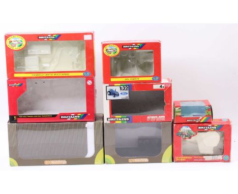 A collection of mixed 1/32 scale Britains and Universal Hobbies empty boxes