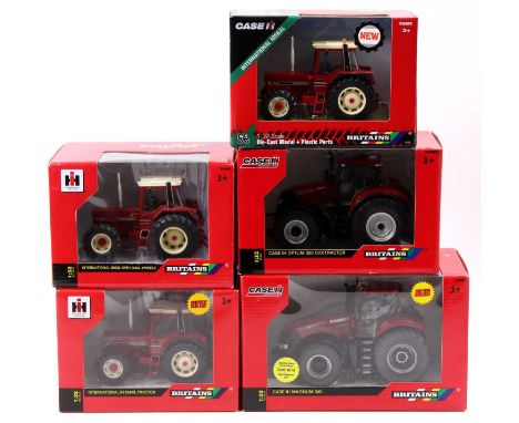 5 various boxed Britains 1/32nd scale CASE and International model tractors, to include 42490 International IH 956XL, No.4332