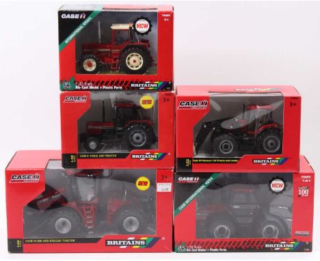 Britains 1/32nd scale CASE IH boxed tractor group, 5 examples to include No.43329 CASE International 1056XL, CASE IH Maxxum 1