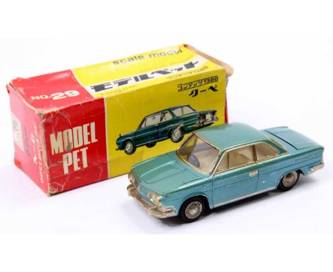 Asahi Toys ATC (Model Pet) 1/42nd scale No. 29 Contessa Coupe comprising a metallic steel blue body, with an ivory interior, 