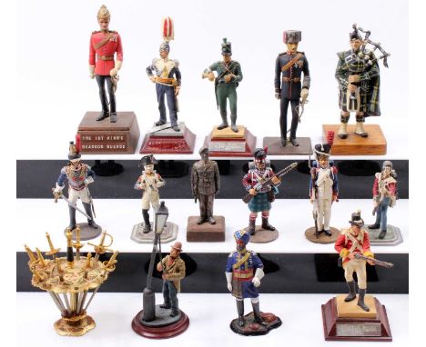 Collection of mixed white metal, and pewter mixed scale military figures, to include a Sentry Box 1st Kings Dragoon Guards Fi