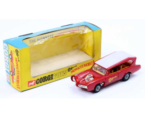 Corgi Toys, No.277 "The Monkees" Monkeemobile, red body, white roof, yellow interior, cast hubs, chrome engine and trim, 4 x 