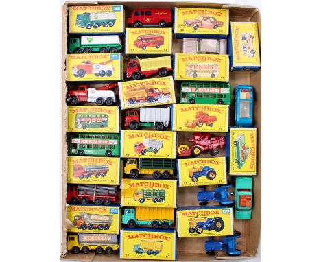 Matchbox Lesney 1-75's boxed model group of 17 later issue regular wheels, with examples including No. 47 DAF Tipper, No. 56 