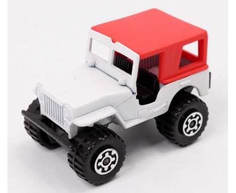 Matchbox Superfast No. 20 4x4 Jeep "Desert Dawg" issue, white body with red plastic roof, black interior, gloss black Lesney 