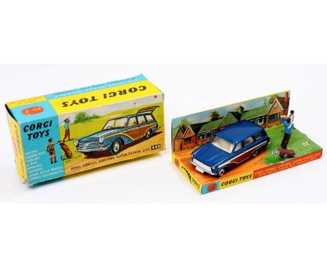 A Corgi Toys No. 440 Ford Consul Cortina gift set comprising Ford Consul Cortina Super Estate car, together with golfer, cadd