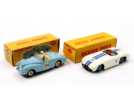 Dinky Toys boxed model group of 2 comprising No. 133 Cunningham C-5R Road Racer, white body with dark blue racing stripes, br