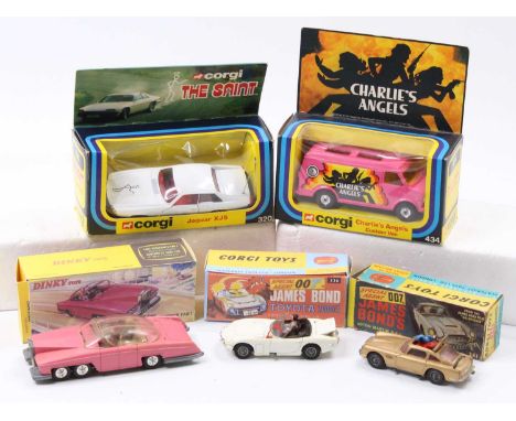 A collection of Corgi Toys and Dinky Toys TV and Film related diecast comprising Corgi Toys No. 320 The Saint's Jaguar XJS, N