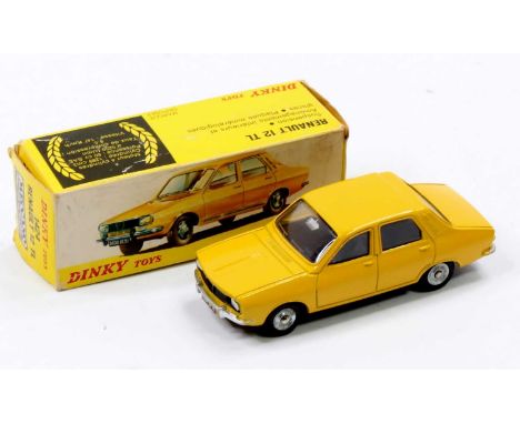 Dinky Toys Spanish Issue No. 1424 Renault R-12 TL, yellow body, fixed doors, concave hubs, black grille, in the original all 