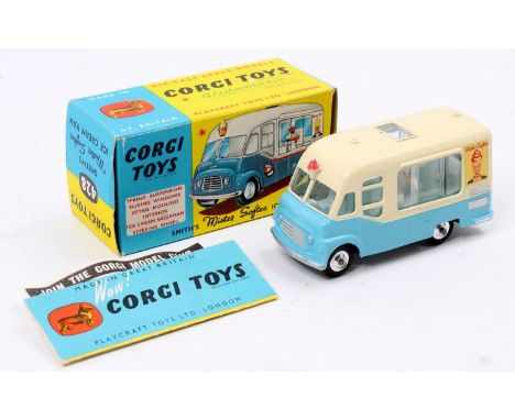 Corgi Toys No. 428 Smiths ice cream van "Mister Softee" livery, comprising cream and blue body with spun hubs, sold with the 