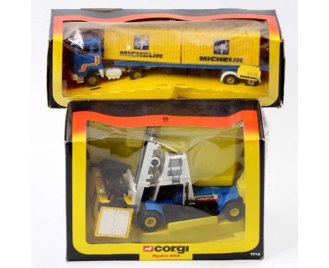 2 Corgi Toys Michelin liveried models comprising No. 1108 Ford Double Container Truck, and No. 1113 Hyster Challenger 800 Con