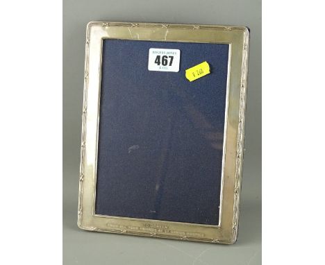 Modern hallmarked silver portrait frame with inscription