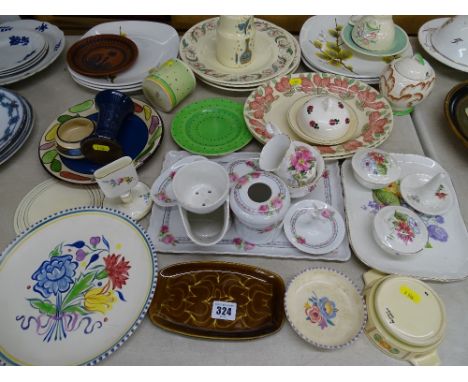 Mixed selection of tableware etc including Midwinter Stylecraft Pussy Willow, Susie Cooper, hand painted Poole etc