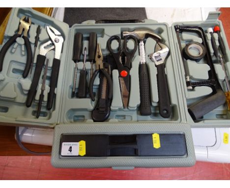 Compact plastic small grey toolbox with contents