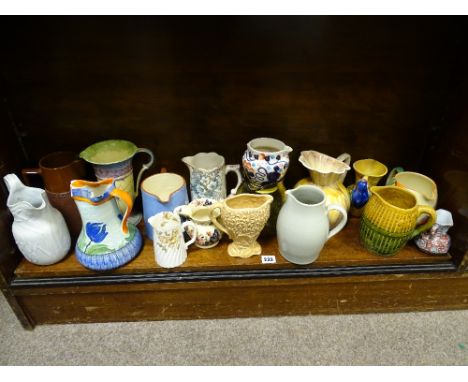 Large parcel of mainly porcelain jugs, Art Deco style, Gaudy Welsh, Sylvac etc