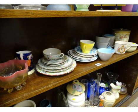 Parcel of miscellaneous china including Poole teaware, commemorative mug, early vaseline glass bowl etc