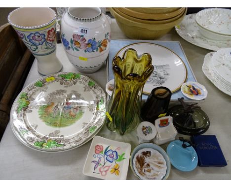 Mixed selection of decorative crockery and glassware by Poole, Royal Worcester etc