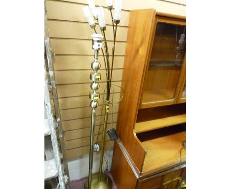 Satin brass effect five branch multi-light and another satin brass finish standard lamp E/T
