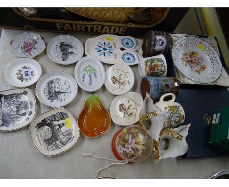 Quantity of commemorative china and pin dishes including Carltonware etc