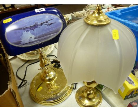 Vintage style desk lamp commemorating Operation Chastise and another table lamp E/T