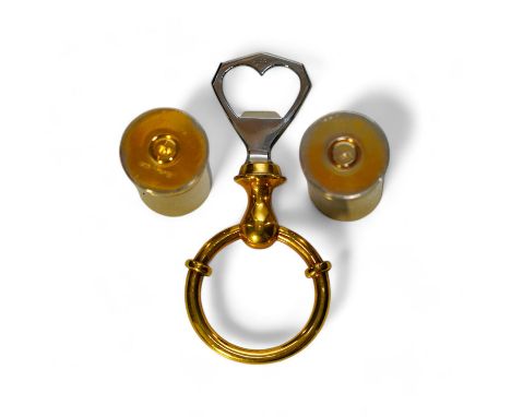 A pair of Hermes 'shotgun cartridge' handles and bottle opener. Condition - fair, some minor wear