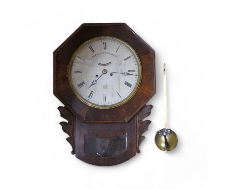An unusual early Victorian drop dial wall clock, by Pace 126. Ct. Portland Street wall clock, twin fusee striking on a bell w