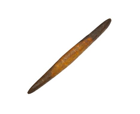 An Aboriginal carved hardwood parrying shield, 80cm. Condition - fair