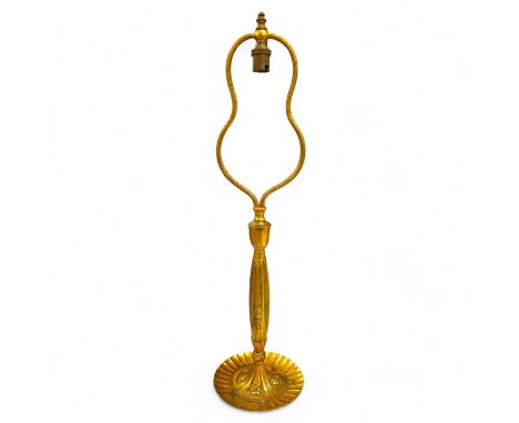 An Art Deco ormolu table lamp base, 59cm high. Condition - fair
