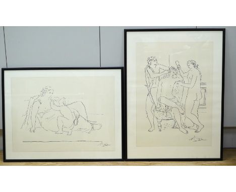 After Pablo Picasso (Spanish, 1881-1973), pair of prints, figures including mother and child, 40 x 55cm. Condition - good