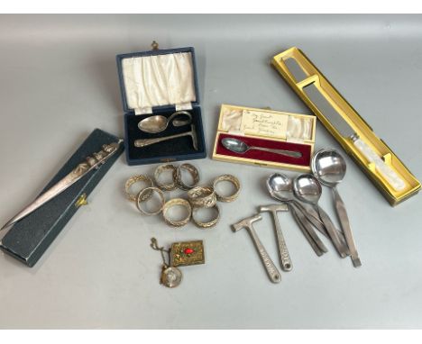Assorted metal collectables including a letter opener signed R. Derosi, small ornate brass trinket box containing a a photo f