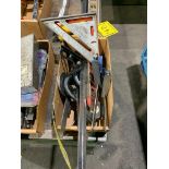 Box of Squares, Framing Squares, Levels, & (2) Hand Saws
