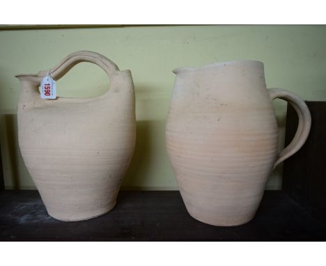 Studio Pottery: five Jeremy Leach items, each unglazed, largest 37cm high. Provenance: the Norman Smith Collection