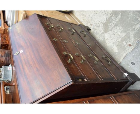 A George III mahogany bureau, 102cm wide.    Condition Report:  Condition O.K only. locks and surround have been repaired and