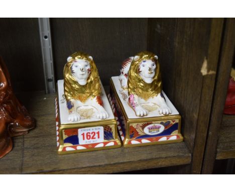 A pair of Royal Worcester Limited Edition 'Nelson Collection' Trafalgar Lions, No.319/750.   Condition Report:  No visible si