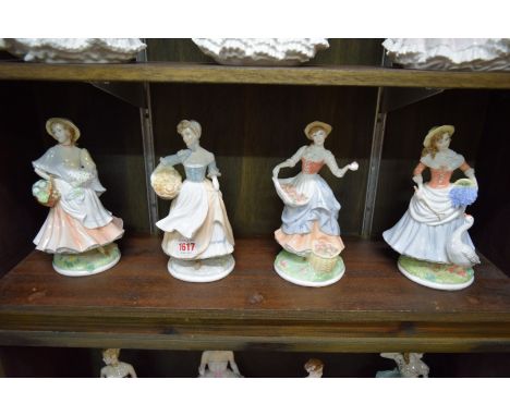 Four Royal Worcester Limited Edition 'Pastoral Collection' figures, comprising 'Market Day'; 'Baker's Wife'; 'Fruit Picking';